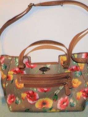 MultiSac Floral Butterfly Crossbody Shoulder Handbag Taupe Purse NWOT